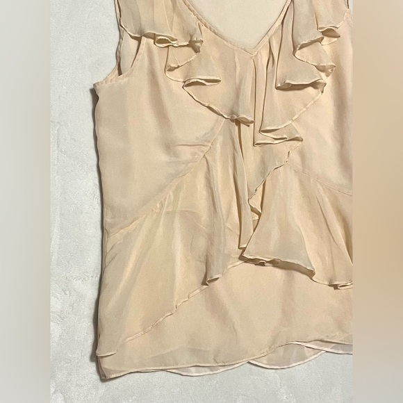 J. Crew Cream Peach Pale Pink Sleeveless Ruffle Front Lightweight Women’s Blouse - Picture 5 of 12